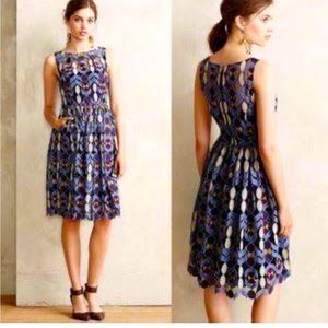 Maeve Anthropologie Purple Mesh Dress Fit Flare